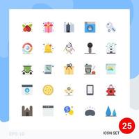 25 User Interface Flat Color Pack of modern Signs and Symbols of service installation business app lock Editable Vector Design Elements