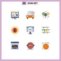 símbolos de iconos universales grupo de 9 colores planos modernos de finanzas futuras slash coin india elementos de diseño vectorial editables vector