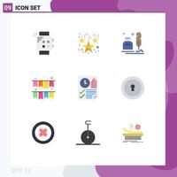 Universal Icon Symbols Group of 9 Modern Flat Colors of document party ink garland office Editable Vector Design Elements