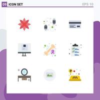 9 Thematic Vector Flat Colors and Editable Symbols of shipping logistic credit delivery payment Editable Vector Design Elements