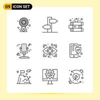 9 Creative Icons for Modern website design and responsive mobile apps 9 Outline Symbols Signs on White Background 9 Icon Pack vector