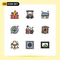 Set of 9 Modern UI Icons Symbols Signs for beer nature card summer seeds Editable Vector Design Elements