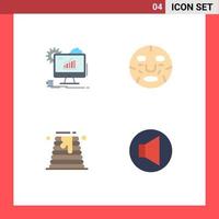 Pack of 4 creative Flat Icons of analytics wellness web cosmetics cake Editable Vector Design Elements