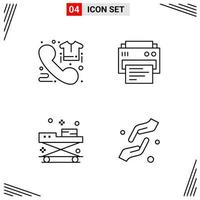 4 Icons Line Style Grid Based Creative Outline Symbols for Website Design Simple Line Icon Signs Isolated on White Background 4 Icon Set vector