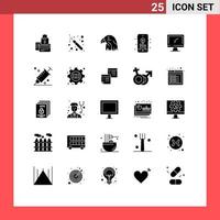 25 Universal Solid Glyphs Set for Web and Mobile Applications monitor hobby wizards hobbies usa Editable Vector Design Elements