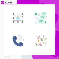 4 Universal Flat Icon Signs Symbols of abilities call man mail elearning Editable Vector Design Elements