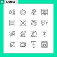 Stock Vector Icon Pack of 16 Line Signs and Symbols for school notebook search user interface Editable Vector Design Elements
