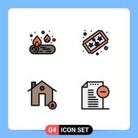 4 iconos creativos signos y símbolos modernos de la palanca de mando del boleto de la casa del campamento elementos de diseño vectorial editables reales vector