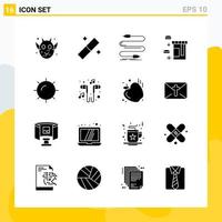 Collection of 16 Universal Solid Icons Icon Set for Web and Mobile vector