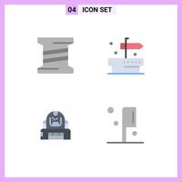 Set of 4 Modern UI Icons Symbols Signs for bobbin helmet ship astronaut food Editable Vector Design Elements