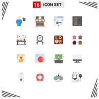 Universal Icon Symbols Group of 16 Modern Flat Colors of window house kitchen glass form Editable Pack of Creative Vector Design Elements