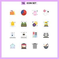 Modern Set of 16 Flat Colors and symbols such as alarm notification child bell recharge Editable Pack of Creative Vector Design Elements