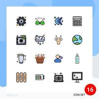 User Interface Pack of 16 Basic Flat Color Filled Lines of clean safe left protect bank Editable Creative Vector Design Elements