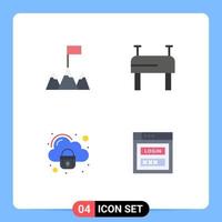 User Interface Pack of 4 Basic Flat Icons of flag password sport lock web security Editable Vector Design Elements