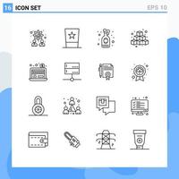 conjunto de 16 iconos modernos de la interfaz de usuario símbolos signos para el juego económico cubos divertidos del vino elementos de diseño vectorial editables vector