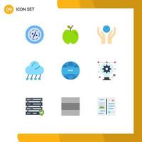 Universal Icon Symbols Group of 9 Modern Flat Colors of weather moon school cloud world Editable Vector Design Elements