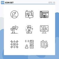 Set of 9 Modern UI Icons Symbols Signs for sign direction social canada root Editable Vector Design Elements