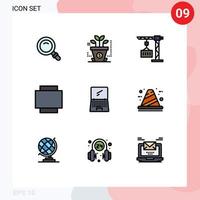 Modern Set of 9 Filledline Flat Colors and symbols such as mobile device crane monitor rotate Editable Vector Design Elements