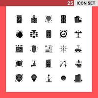 Group of 25 Modern Solid Glyphs Set for food trash crane pollution environment Editable Vector Design Elements