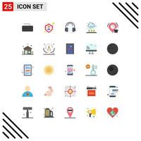 25 User Interface Flat Color Pack of modern Signs and Symbols of location birthday service cold cloud Editable Vector Design Elements