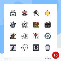 conjunto de 16 iconos de interfaz de usuario modernos signos de símbolos para notificación de bebé espátula de campana horneada elementos de diseño de vectores creativos editables