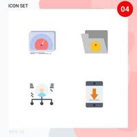 Set of 4 Vector Flat Icons on Grid for dashboard abilities test file human Editable Vector Design Elements