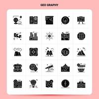 sólido 25 conjunto de iconos de geografía diseño de estilo de glifo vectorial conjunto de iconos negros diseño de ideas de negocios web y móvil ilustración vectorial vector