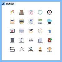 Set of 25 Modern UI Icons Symbols Signs for video media store washer bolt Editable Vector Design Elements