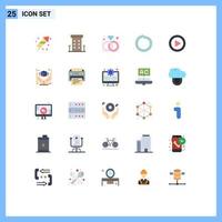 Set of 25 Modern UI Icons Symbols Signs for video media store washer bolt Editable Vector Design Elements