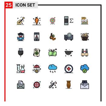 Pictogram Set of 25 Simple Filled line Flat Colors of initial ipo target summary column Editable Vector Design Elements