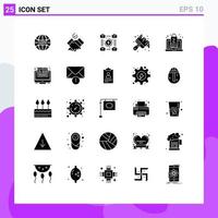 25 Universal Solid Glyph Signs Symbols of laptop brush currency paint art Editable Vector Design Elements