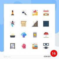 Flat Color Pack of 16 Universal Symbols of chemical shop search ecommerce graph Editable Pack of Creative Vector Design Elements