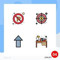 Mobile Interface Filledline Flat Color Set of 4 Pictograms of no upload sign dollar desk Editable Vector Design Elements