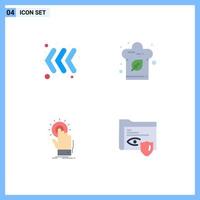 4 Thematic Vector Flat Icons and Editable Symbols of arrow hand cook kitchen start Editable Vector Design Elements
