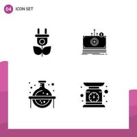 Pack of 4 Modern Solid Glyphs Signs and Symbols for Web Print Media such as eco science money transfer check weight Editable Vector Design Elements