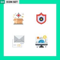 Stock Vector Icon Pack of 4 Line Signs and Symbols for box document delivery sheriff mail Editable Vector Design Elements