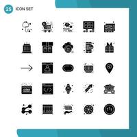 25 Thematic Vector Solid Glyphs and Editable Symbols of landmarks buildings leaf web money Editable Vector Design Elements