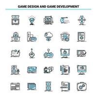 25 Game Design And Game Development Black and Blue icon Set Creative Icon Design and logo template vector
