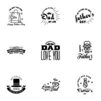 Happy Fathers Day vector hand lettering 9 Black Calligraphy illustration for greeting card festival poster etc Editable Vector Design Elements