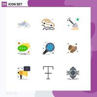 9 Universal Flat Color Signs Symbols of analysis message slope notification mining Editable Vector Design Elements