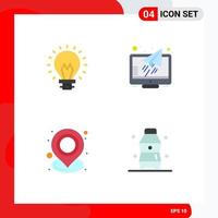 Flat Icon Pack of 4 Universal Symbols of bulb location light reader place Editable Vector Design Elements