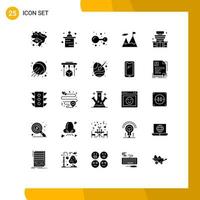 Pack of 25 creative Solid Glyphs of store building chemistry motivation business Editable Vector Design Elements