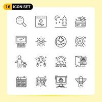 16 iconos creativos para el diseño moderno de sitios web y aplicaciones móviles receptivas 16 símbolos de contorno signos sobre fondo blanco paquete de 16 iconos vector