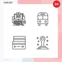 4 User Interface Line Pack of modern Signs and Symbols of code transport monoblock bus credit Editable Vector Design Elements