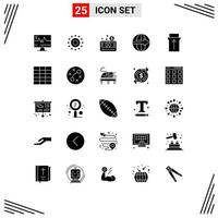 Group of 25 Modern Solid Glyphs Set for service export money delivery video Editable Vector Design Elements