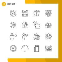 Pack of 16 creative Outlines of agriculture printing weather cube paper Editable Vector Design Elements