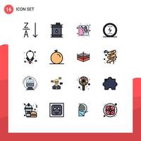 Modern Set of 16 Flat Color Filled Lines and symbols such as fashion social day seo messenger Editable Creative Vector Design Elements