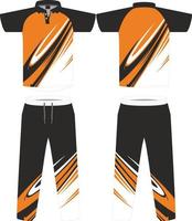 Cricket uniform set with front and back view Sports Cricket t-shirt jersey and bottom trouser design template, mock up vector