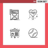 4 Universal Line Signs Symbols of marketing conference web ice sweet ball Editable Vector Design Elements