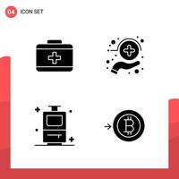 Pack of 4 Universal Glyph Icons for Print Media on White Background vector